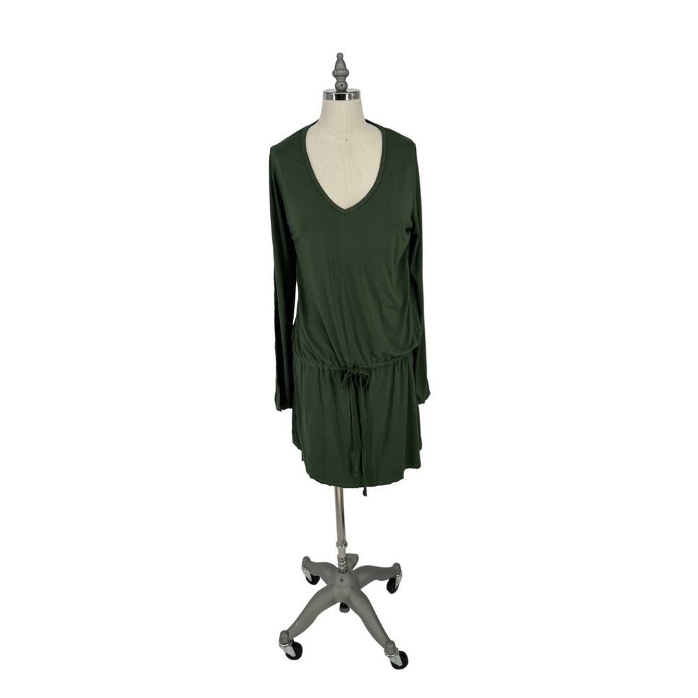 Michael‎ Lauren Dress Women's L Green Noel Long Sleeve V-Neck W/ Drawstring